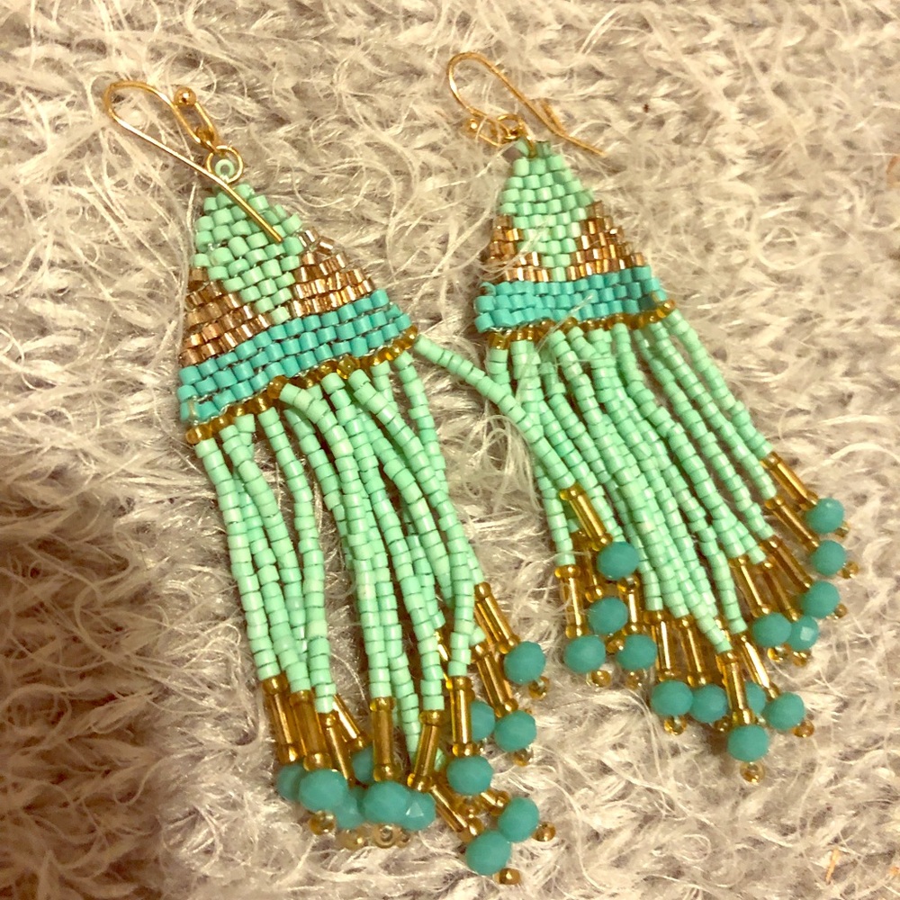 Turquoise and gold dangle earrings